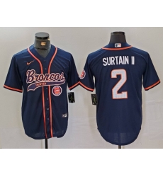 Men Denver Broncos 2 Pat Surtain II Navy Cool Base Stitched Baseball Jersey 2