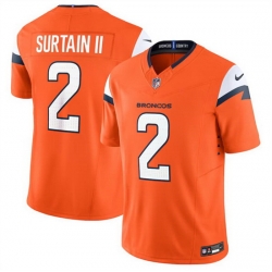 Men Denver Broncos 2 Pat Surtain II Orange 2024 F U S E  Vapor Limited Stitched Football Jersey