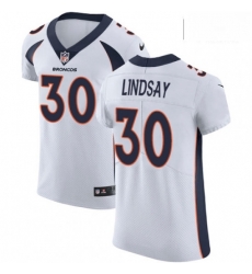 Men Nike Denver Broncos 30 Phillip Lindsay White Vapor Untouchable Elite Player NFL Jersey