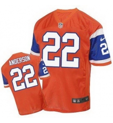 Nike Broncos #22 C J Anderson Orange Throwback Mens Stitched NFL Elite Jersey