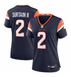 Women Denver Broncos 2 Pat Surtain II Navy 2024 Alternate Stitched Jersey