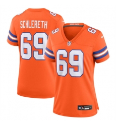 Women Denver Broncos 69 Mark Schlereth Orange Mile High Collection 1977 Throwback Stitched Jersey