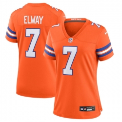 Women Denver Broncos 7 John Elway Orange Mile High Collection 1977 Throwback Stitched Jersey