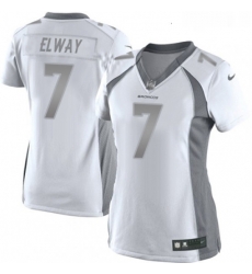 Womens Nike Denver Broncos 7 John Elway Limited White Platinum NFL Jersey