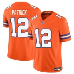 Youth Denver Broncos 12 Tim Patrick Orange F U S E  Mile High Collection 1977 Throwback Vapor Limited Stitched Football Jersey