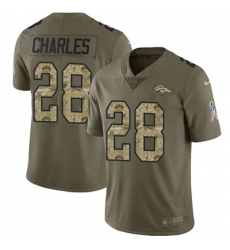 Youth Nike Broncos #28 Jamaal Charles Olive Camo Stitched NFL Limited 2017 Salute to Service Jersey