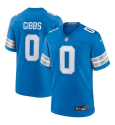 Men Detroit Lions 0 Jahmyr Gibbs Nike Blue Game Player Jerseys
