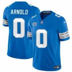 Men Detroit Lions 0 Terrion Arnold New Blue 2024 With Dradt Patch F U S E  Vapor Limited Stitched Jersey