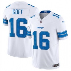 Men Detroit Lions 16 Jared Goff White 2024 F U S E  Vapor Limited Stitched Jersey