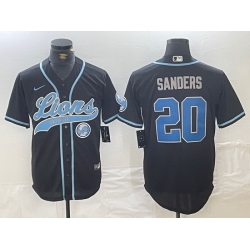 Men Detroit Lions 20 Barry Sanders Black Cool Base Stitched Baseball Jersey