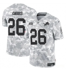 Men Detroit Lions 26 Jahmyr Gibbs 2024 F U S E Arctic Camo Salute To Service Limited Stitched Football Jersey