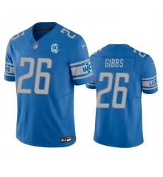 Men Detroit Lions 26 Jahmyr Gibbs Blue 2023 F U S E  90th Anniversary Vapor Untouchable Limited Stitched Jersey