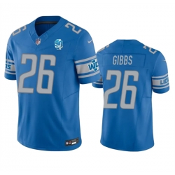 Men Detroit Lions 26 Jahmyr Gibbs Blue 2023 F U S E  90th Anniversary Vapor Untouchable Limited Stitched Jersey