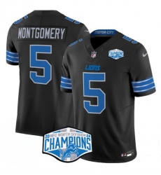 Men Detroit Lions 5 David Montgomery Black 2024 NFC North Champions F U S E  Vapor Limited Stitched Jersey