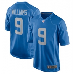 Men Detroit Lions 9 Jameson Williams 2022 Blue Stitched Game Jerseys