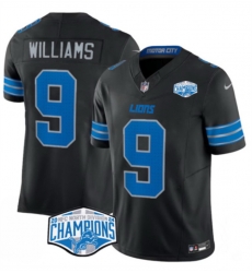 Men Detroit Lions 9 Jameson Williams Black 2024 NFC North Champions F U S E  Vapor Limited Stitched Jersey