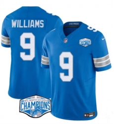 Men Detroit Lions 9 Jameson Williams Blue 2024 NFC North Champions F U S E  Vapor Limited Stitched Jersey