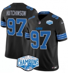 Men Detroit Lions 97 Aidan Hutchinson Black 2024 NFC North Champions F U S E  Vapor Limited Stitched Jersey