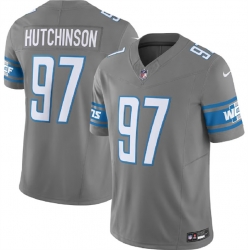 Men Detroit Lions 97 Aidan Hutchinson Grey 2023 F U S E  Vapor Untouchable Limited Stitched Jersey