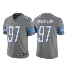 Men Detroit Lions 97 Aidan Hutchinson Grey NFL Draft Vapor Untouchable Limited Stitched Jersey