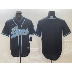 Men Detroit Lions Blank Black Cool Base Stitched Baseball Jersey