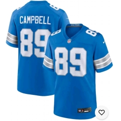 Men's Nike Detroit Lions Dan Campbell #89 Blue F U S E Stitched Jersey