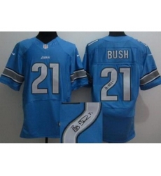 Nike Detroit Lions 21 Reggie Bush Blue Elite Signed NFL Jersey