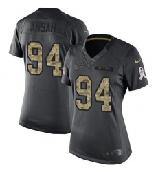 Nike Lions #94 Ziggy Ansah Black Womens Stitched NFL Limited 2016 Salute to Service Jersey