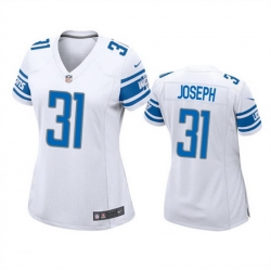 Women Detroit Lions 31 Kerby Joseph White Stitched Jersey 28Run Smaller 29