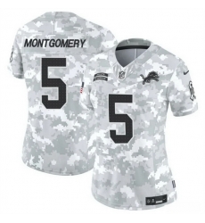 Women Detroit Lions 5 David Montgomery 2024 F U S E Arctic Camo Salute To Service Limited Stitched Jersey