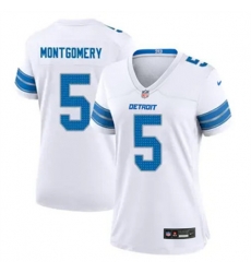 Women Detroit Lions 5 David Montgomery White 2024 F U S E Vapor Limited Stitched Jersey