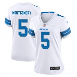 Women Detroit Lions 5 David Montgomery White 2024 F U S E Vapor Limited Stitched Jersey