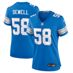 Women Detroit Lions 58 Penei Sewell Blue Stitched Jersey