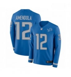 Youth Detroit Lions 12 Danny Amendola Limited Blue Therma Long Sleeve Football Jersey