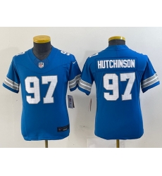 Youth Detroit Lions 97 Aidan Hutchinson Blue 2024 F U S E  Vapor Limited Stitched Jersey II