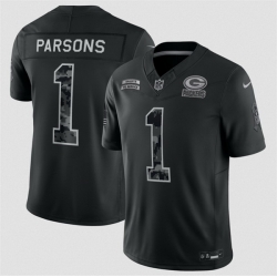 Men Green Bay Packers  1 Micah Parsons Black F U S E  2026 Salute to Service Limited Stitched Football Jersey