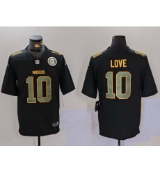 Men Green Bay Packers 10 Jordan Love Black Fashion Vapor Limited Stitched Football Jersey 1