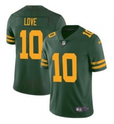 Men Green Bay Packers 10 Jordan Love Green Color Rush Vapor Limited Stitched Football Jersey