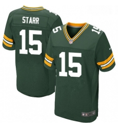 Men Nike Green Bay Packers 15 Bart Starr Elite Green Team Color NFL Jersey