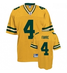 Reebok Green Bay Packers 4 Brett Favre Yellow Replica Throwback NFL Jersey