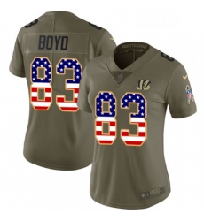 Womens Nike Cincinnati Bengals 83 Tyler Boyd Limited OliveUSA Flag 2017 Salute to Service NFL Jersey