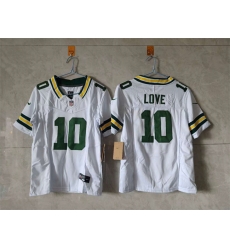 Youth Green Bay Packers 10 Jordan Love White 2024 F U S E Vapor Limited Stitched Football Jersey