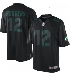 Youth Nike Green Bay Packers 12 Aaron Rodgers Limited Black Impact NFL Jersey