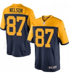 Youth Nike Green Bay Packers 87 Jordy Nelson Elite Navy Blue Alternate NFL Jersey