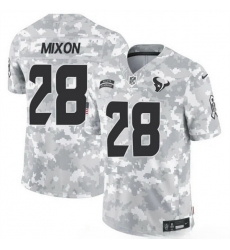 Men Houston Texans 28 Joe Mixon 2024 F U S E Arctic Camo Salute To Service Limited Stitched Football Jersey