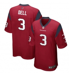 Men Houston Texans 3 Tank Dell Red Stitched Game Football Jersey