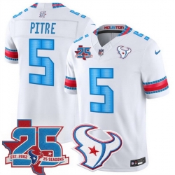 Men Houston Texans 5 Jalen Pitre White 2026 25th Anniversary Patch F U S E  HOUSTON US Rivalries Collection Limited Stitched Football Jersey