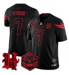 Men Houston Texans 7 C J  Stroud Black F U S E   Stranger Things Edition Vapor Limited Stitched Football Jersey
