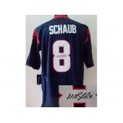 Nike Houston Texans 8 Matt Schaub Blue Signed Elite NFL Jersey