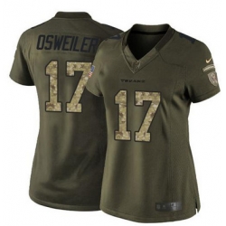 Nike Texans #17 Brock Osweiler Green Womens Stitched NFL Limited Salute to Service Jersey